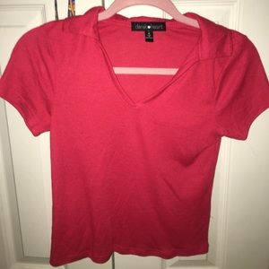 Red collared crop top